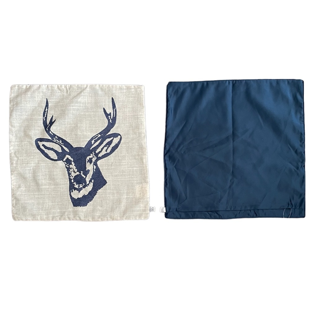 NWOT 2 Embroidered Stag Reindeer Cushion Pillows UK's Catherine Lansfield Home